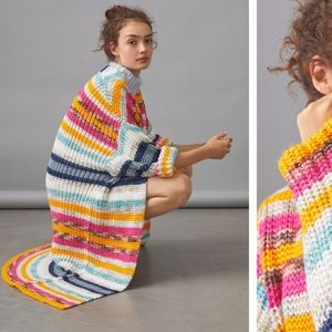 Stunning Anthropolgie sweater coat with rainbow colors!